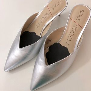 Sole Society silver mules. Size 7.5